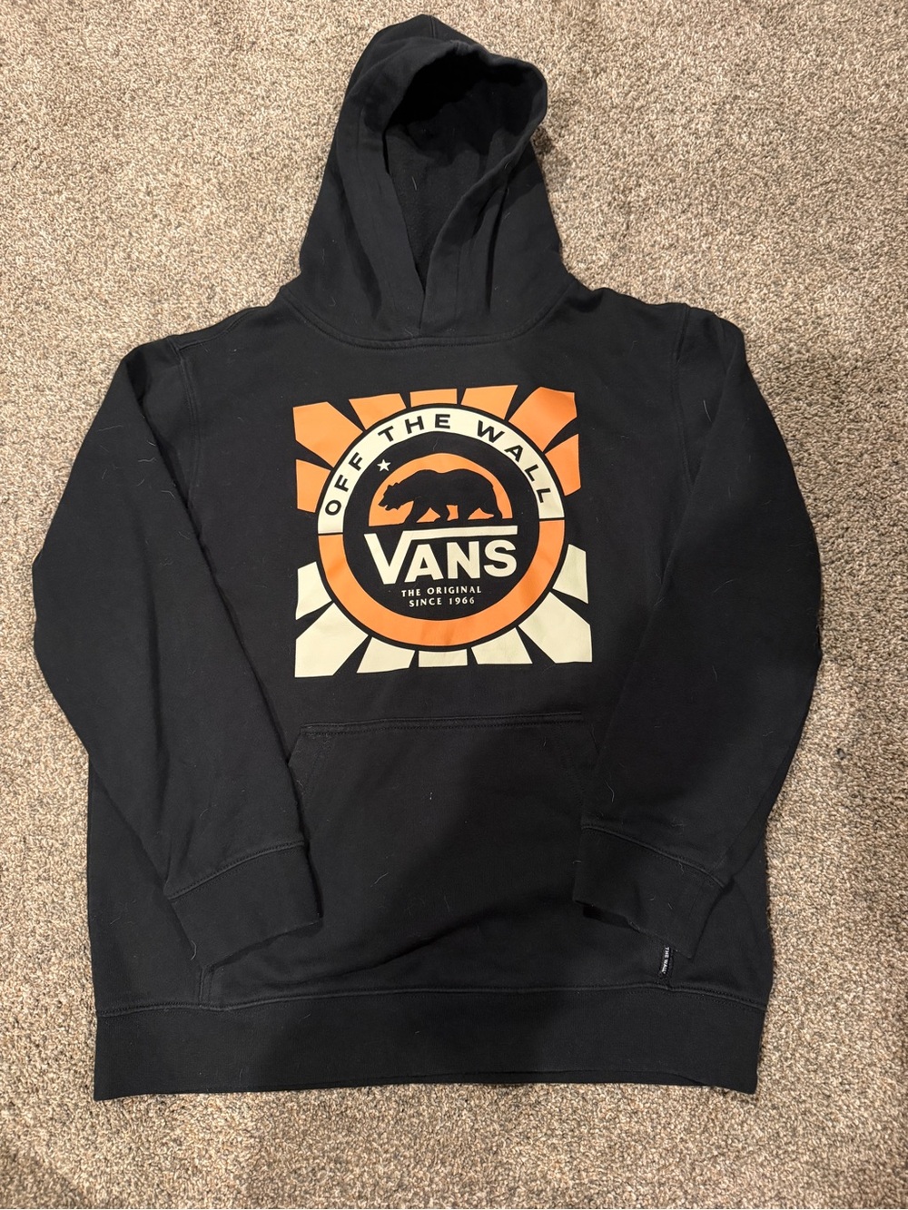 Vans Black Hoodie with Orange & Cream Logo Sunburst